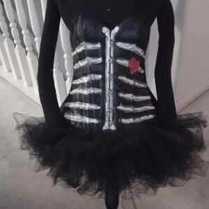 Chic Black Corset Tutu Dress with Heart Accent